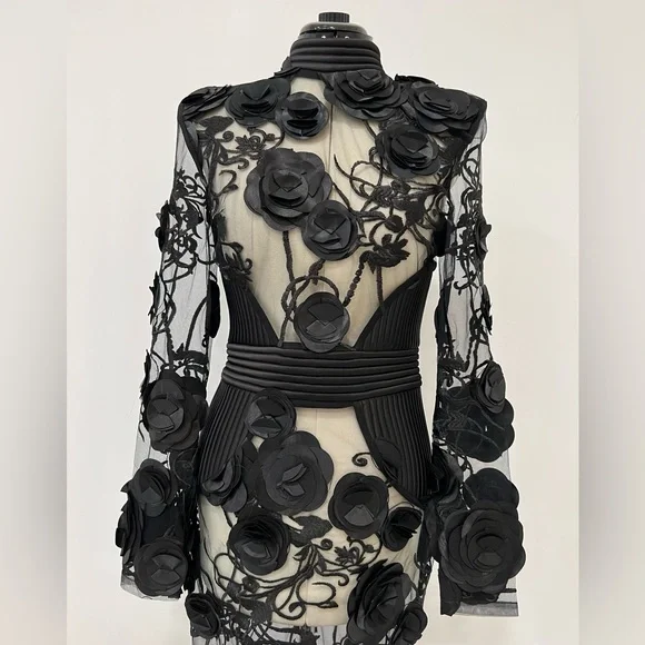 ZHIVAGO Battle Lines Floral-Embellished Vendetta Dress - Picture 3 of 10